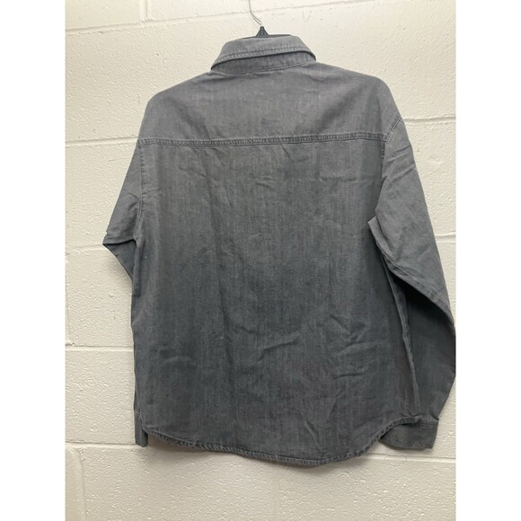 Seven7 Gray Denim Button Up Shirt Cotton Blend Long Sleeve XS & M NWT - Picture 4 of 16
